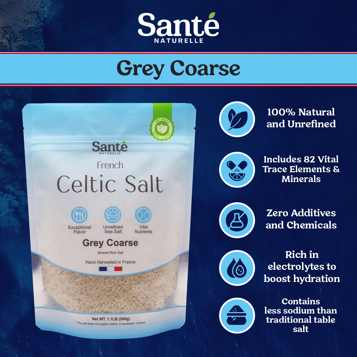 3-Pack of French Celtic Sea Salt Grey Coarse 1.1LB
