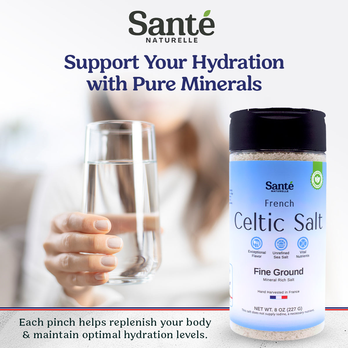 French Celtic Sea Salt Fine Ground 8oz Shaker
