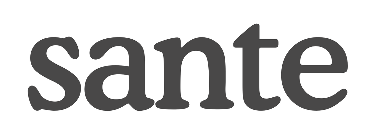 Black 'sante' logo on a white background